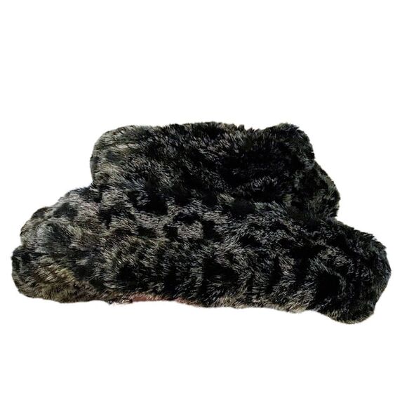 Faux Fur Cuffed Cloche Hat Gray Black Winter Hat - Picture 1 of 6